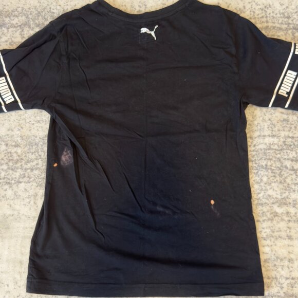 Puma Black & White Logo T-Shirt – Size L (14/16)- Small Bleach Stains - Picture 5 of 8